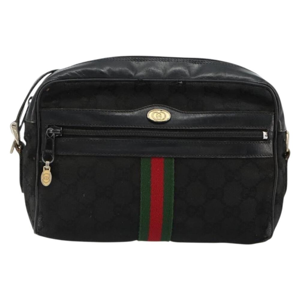 Gucci GG Canvas Web Shoulder Bag 67 Black